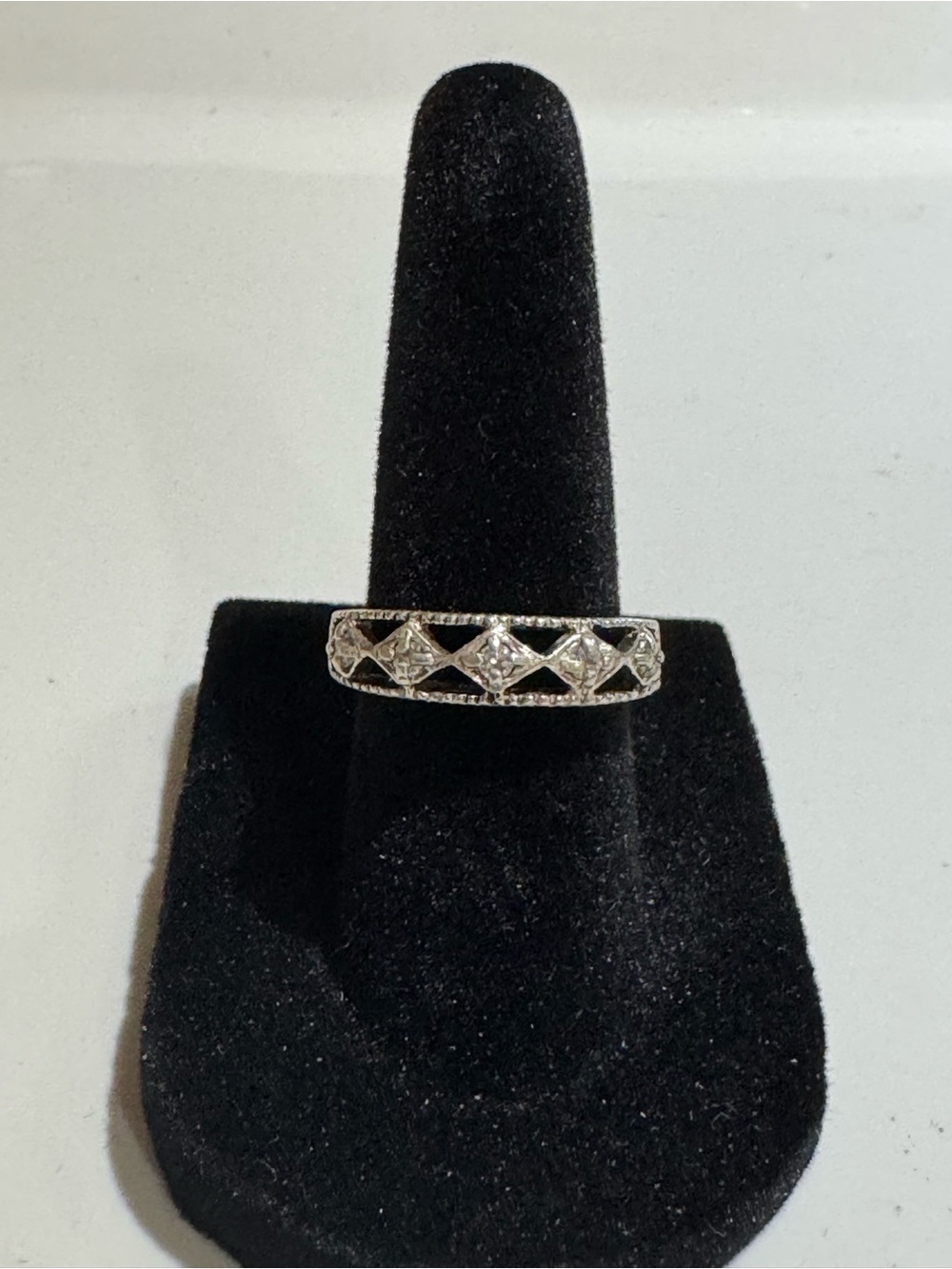 Vintage Avon 925 Sterling Silver White Stone Band Ring